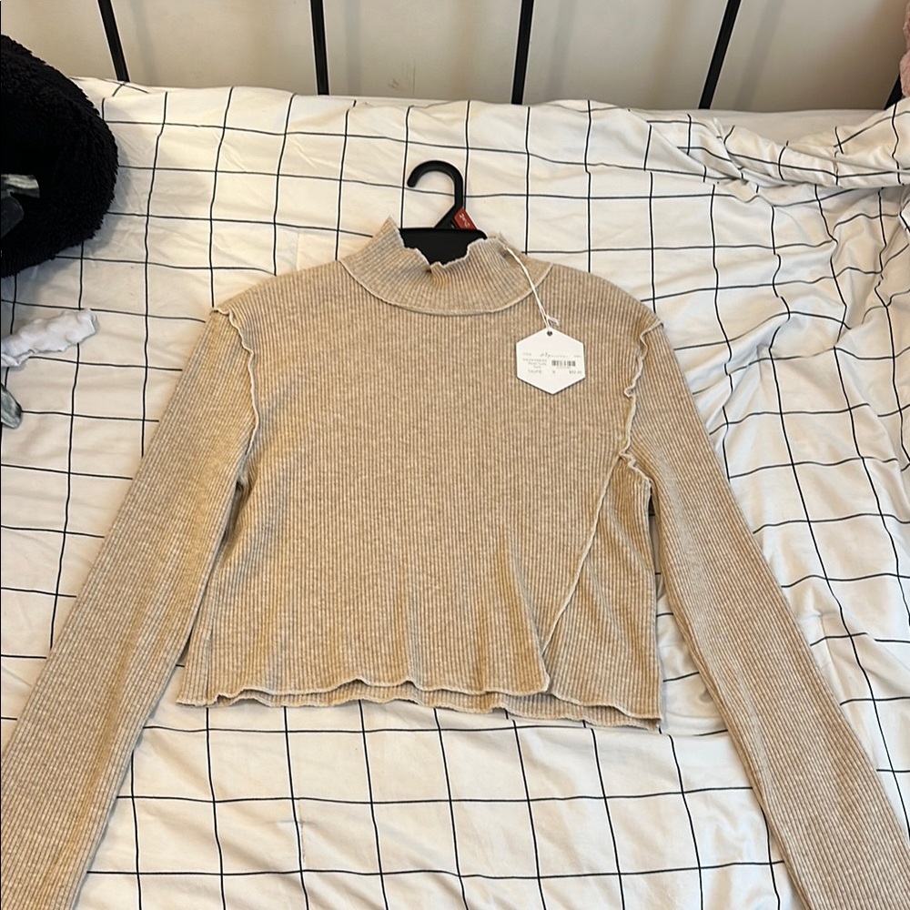 Ribbed Tan Long Sleeve Top